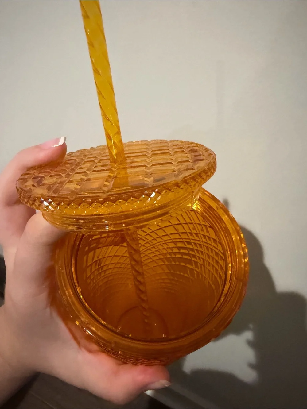Starbucks Studded Tumbler (Orange/Amber) with Straw